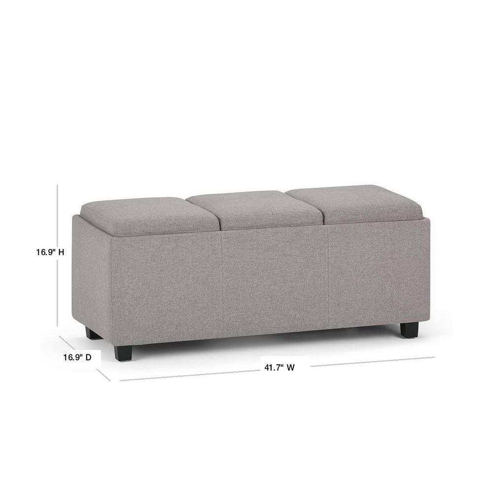 Avalon Cloud Grey Extra Large Storage Ottoman with Serving Trays