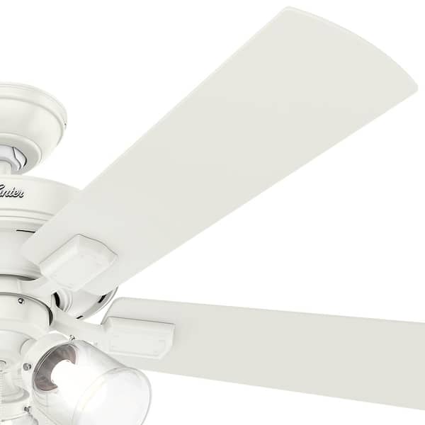 Hunter - Crestfield 52 in. LED Indoor Fresh White Ceiling Fan with 3-Light Kit
