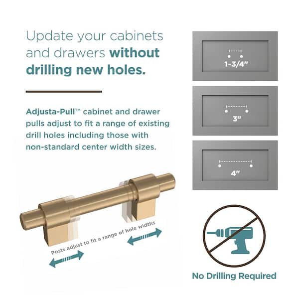 Brainerd Classic Contour Adjusta-Pull (51 Mm To 224 mm) Center to Center Adjustable Rectangular Handle Drawer Pull