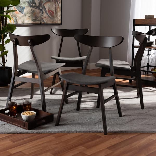 Britte Dark Grey Upholstered Wood Dining Chairs (Set of 4)