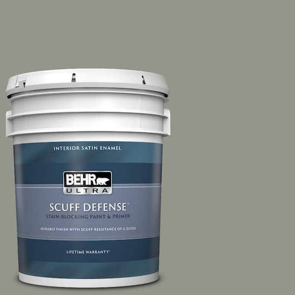 BEHR ULTRA 5 gal. #ECC-36-1 Shady Willow Extra Durable Satin Enamel Interior Paint & Primer