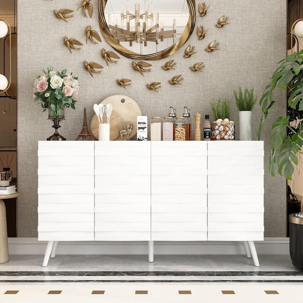 FUFU&GAGA Contemporary/Modern White Sideboard with 7 Drawers - Ample Storage Space - Durable Construction - Multi-Purpose Cabinet