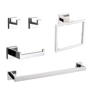 5-Piece Bath Hardware Set Included Toilet Paper Holder in Chrome