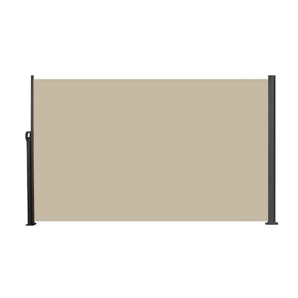 5.9 ft. x 9.8 ft. Beige Polyster Mesh Fabric Patio Retractable Side Awning Screen, UV Resistant for Garden