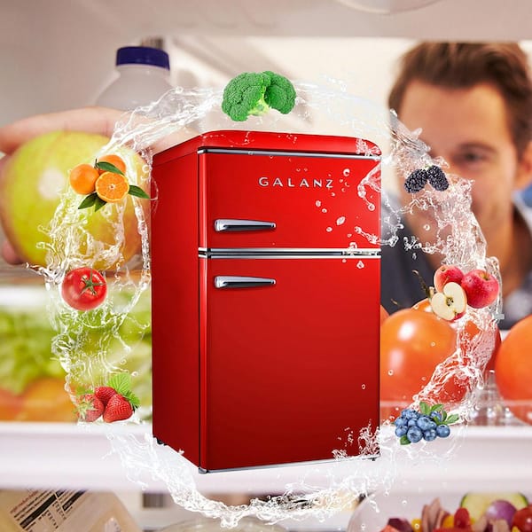 Galanz 20 in. 3.1 cu. ft. Retro Top Freezer Refrigerator, Hot Rod