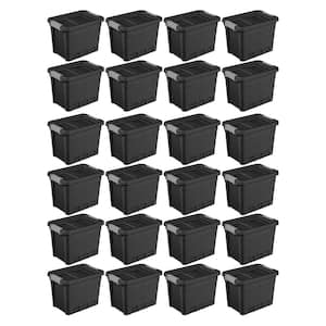 7.5 gal. Rugged Industrial Storage Totes with Latch Lid in Black (24-Pack)