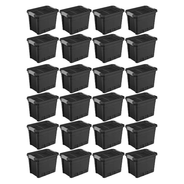 Sterilite 7.5 gal. Rugged Industrial Storage Totes with Latch Lid in Black (24-Pack)
