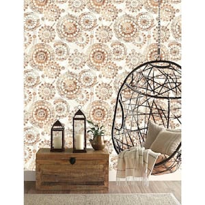 Orange and White Bohemian Medallion Peel and Stick Wallpaper (Covers 28.18 sq. ft.)