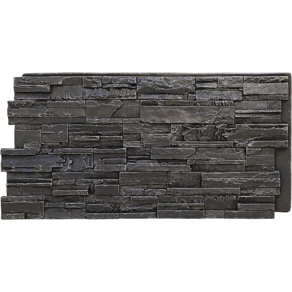 Ekena Millwork Cascade 48 5/8 in. x 1 1/4 in. Dark River Stacked Stone, StoneWall Faux Stone Siding Panel
