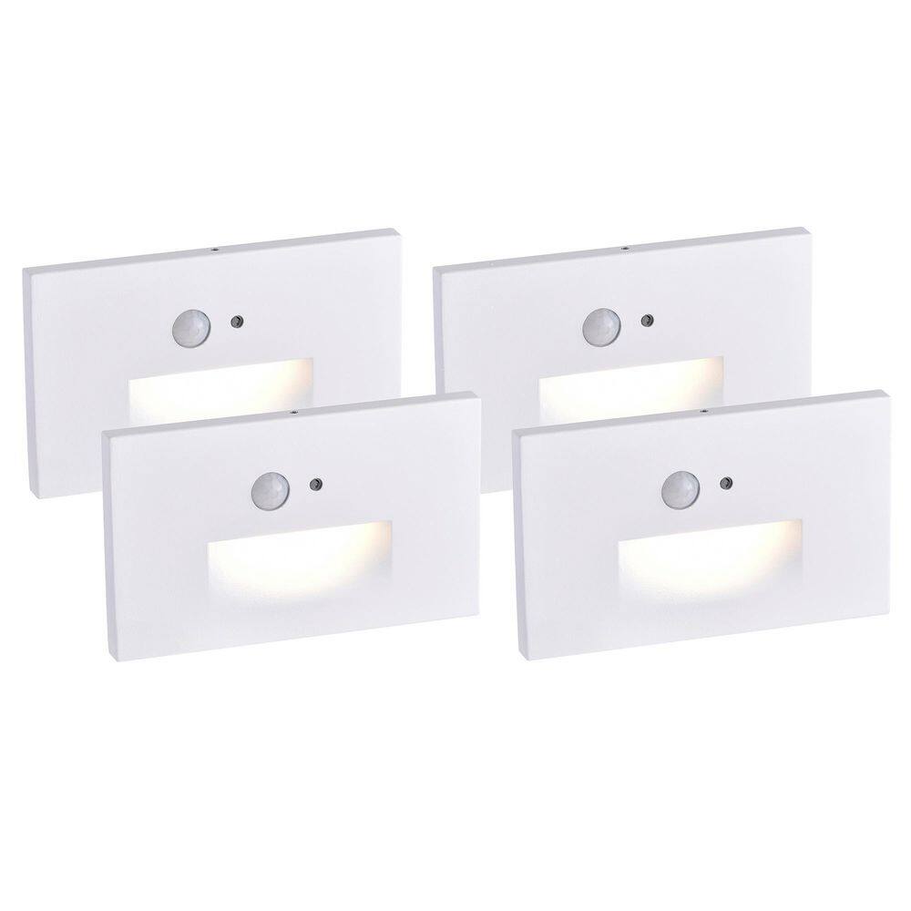 Hardwired White Motion Sensing LED Stair Light, Indoor/Outdoor Wet Rated Step Lighting for Outside, Home (4-Pack) price history on PriceWatchPro