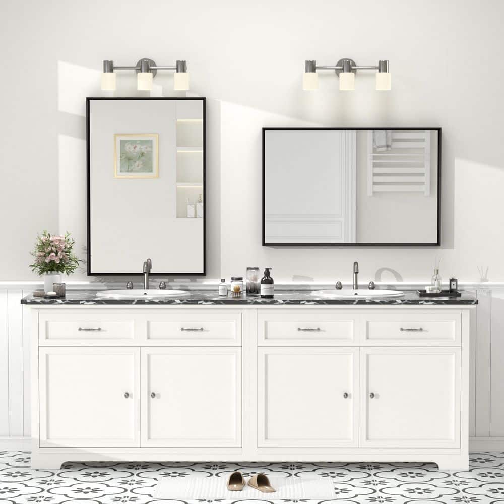 EbikeBC 24 in. W x 36 in. H Rectangular Aluminum Alloy Framed and Tempered Glass Wall Bathroom Vanity Mirror in Matte Black E-C-RA3624-B