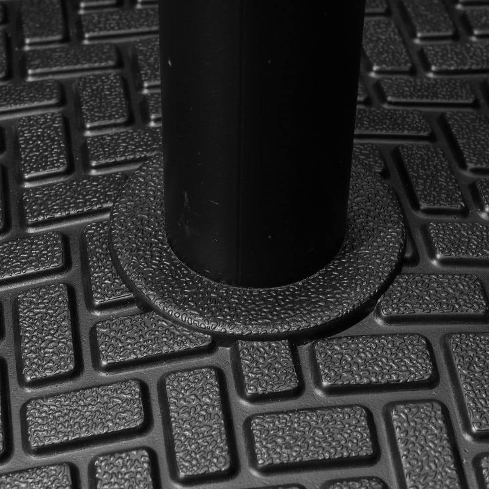 Modern Black Concrete and Steel Round Parasol Base
