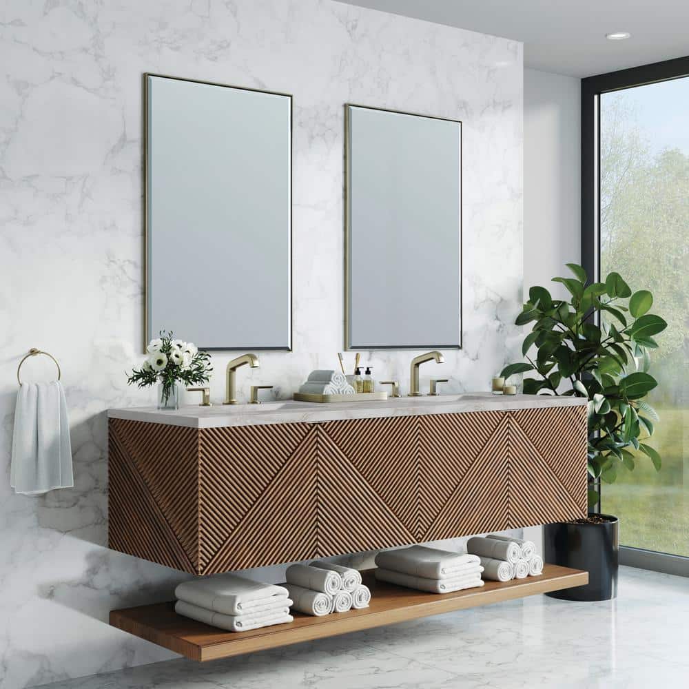 Marcello 72.0 in. W x 23.5 in. D x 37.2 in. H Double Bathroom Vanity in Chestnut with Victorian Silver Quartz Top price history on PriceWatchPro
