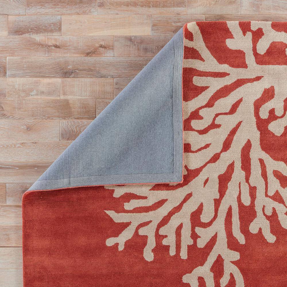 Coral and Ivory Wool Tufted 5' x 8' Area Rug