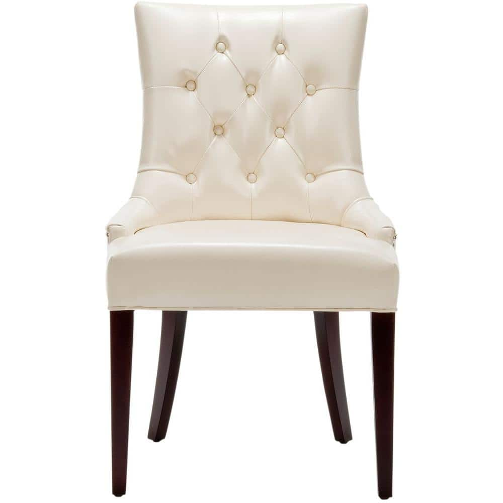 SAFAVIEH Amanda White/Cream Faux Leather Accent Chair MCR4515B - The ...