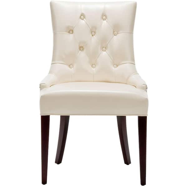 SAFAVIEH Amanda White/Cream Faux Leather Accent Chair