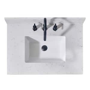 Oderzo 31 in. W x 22 in. D Engineered Stone Composite Vanity Top in Aosta White with White Rectangular Single Sink