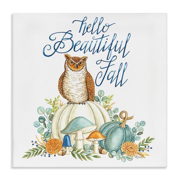 Stupell Industries Beautiful Fall with Owl byDeb Strain 1 Piece Unframed Graphic Print Nature Poster Art Print 17 in. x 17 in.