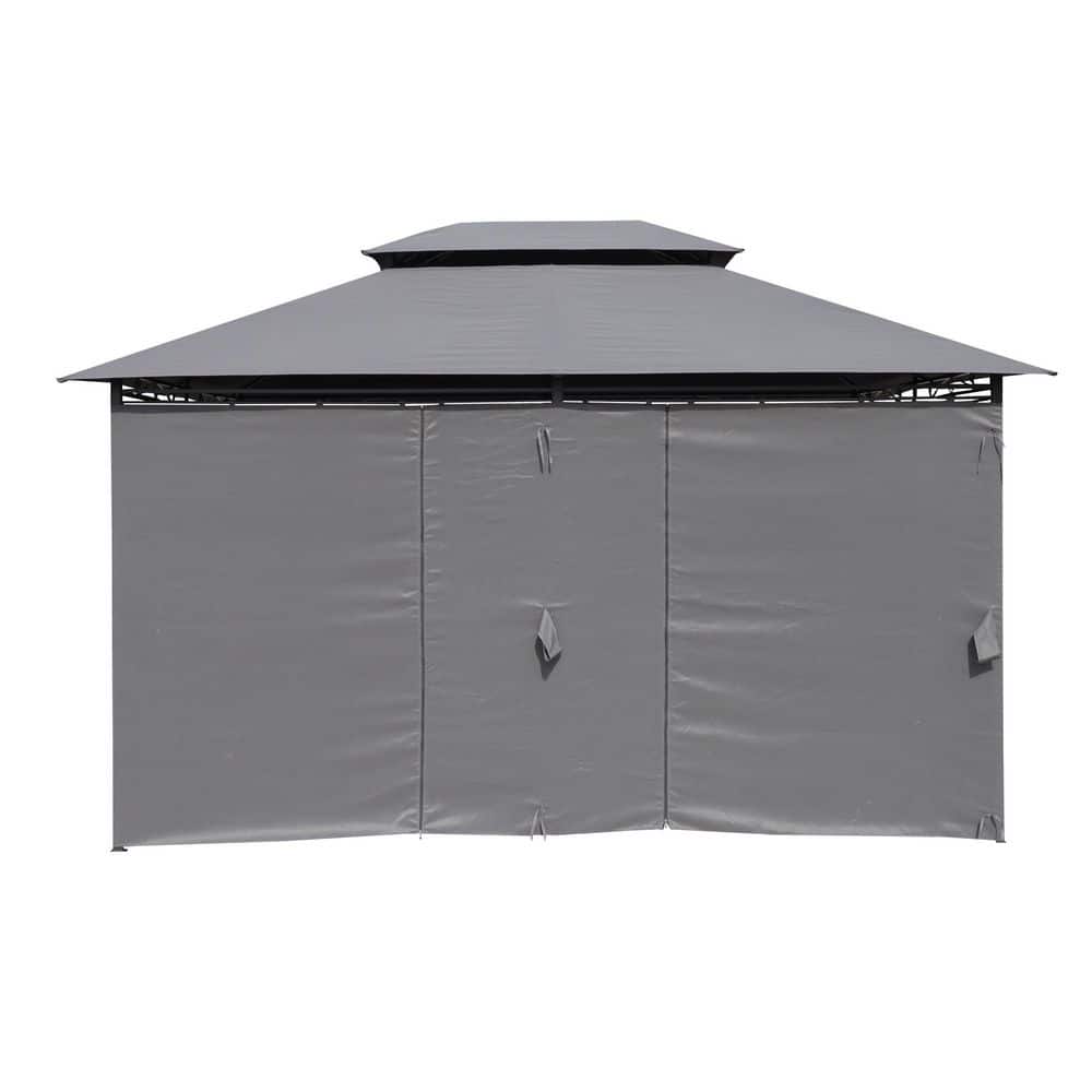 Gray Metal 13 ft. x 10 ft. Outdoor Gazebo Canopy Tent with Ventilated Double Roof and Side Wall price history on PriceWatchPro