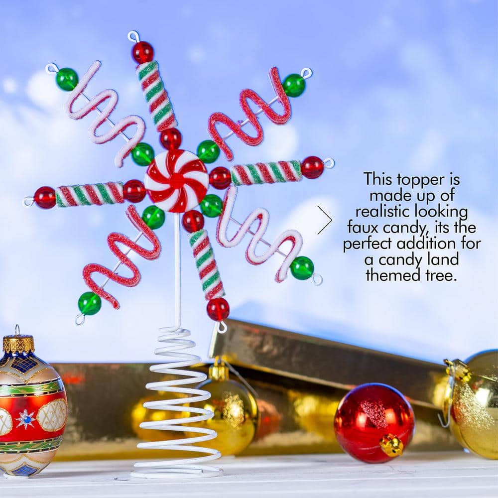 Candyland Peppermint Metal Christmas Tree Topper