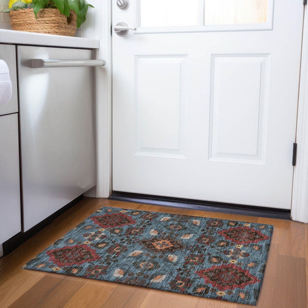 Mayfield Premium Machine Washable Abstract AMF1002 Denim 2 ft. x 3 ft. Area Rug price history on PriceWatchPro