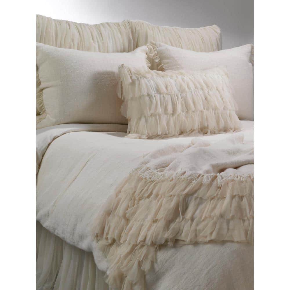 Ivory King Pleated Cotton Polyester Bed Skirt