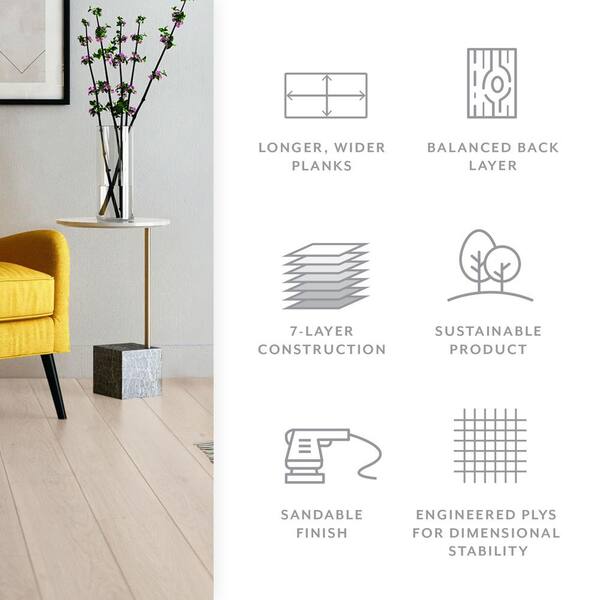 ASPEN FLOORING Silver Cloud Hickory 1/2 in. T x 7.5 in. W Engineered Hardwood Flooring (31.09 sqft/case)