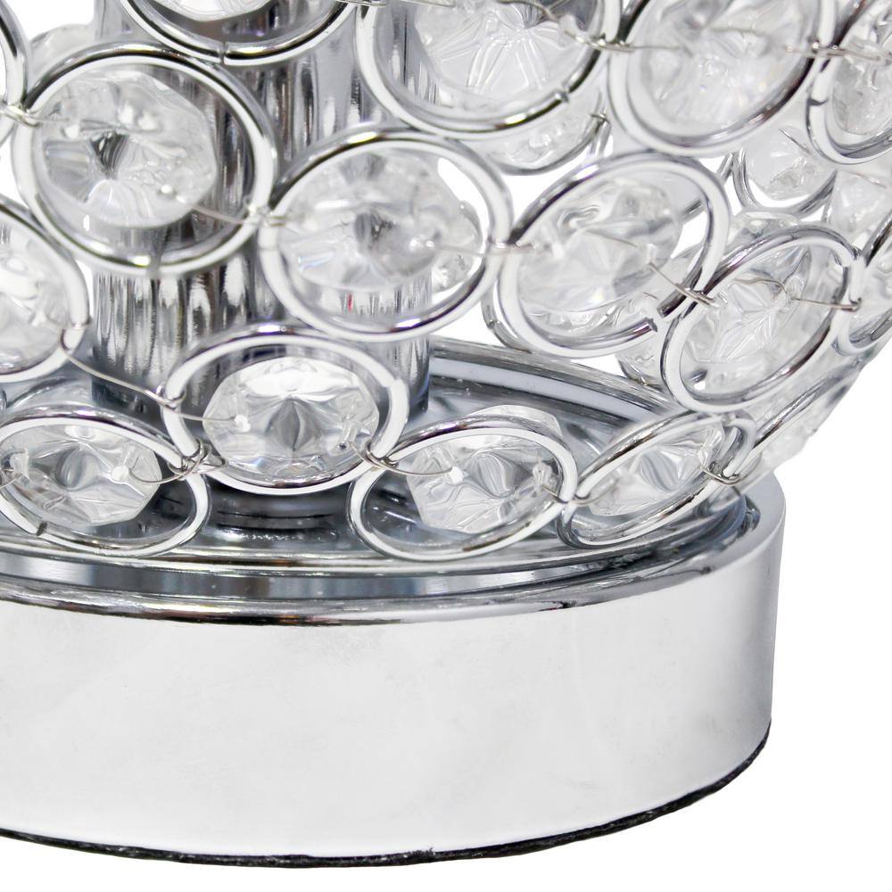 11" Silver Crystal Round Vase Table Lamp with Chrome Base
