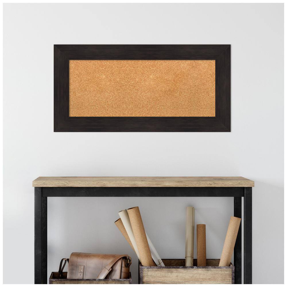 Espresso Framed Natural Cork Bulletin Board 39" x 21"