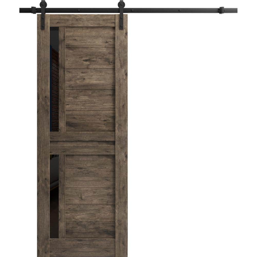 Assembly Required 36 in. x 96 in. 1-Panel Frosted Glass Cognac Oak Solid Wood Sliding Barn Door with Hardware Kit price history on PriceWatchPro