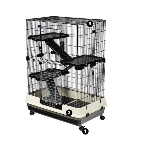 maocao hoom 4-Tier 32 in. Metal Small Animal Cage with Lockable Top-Openings Removable and Height Adjustable