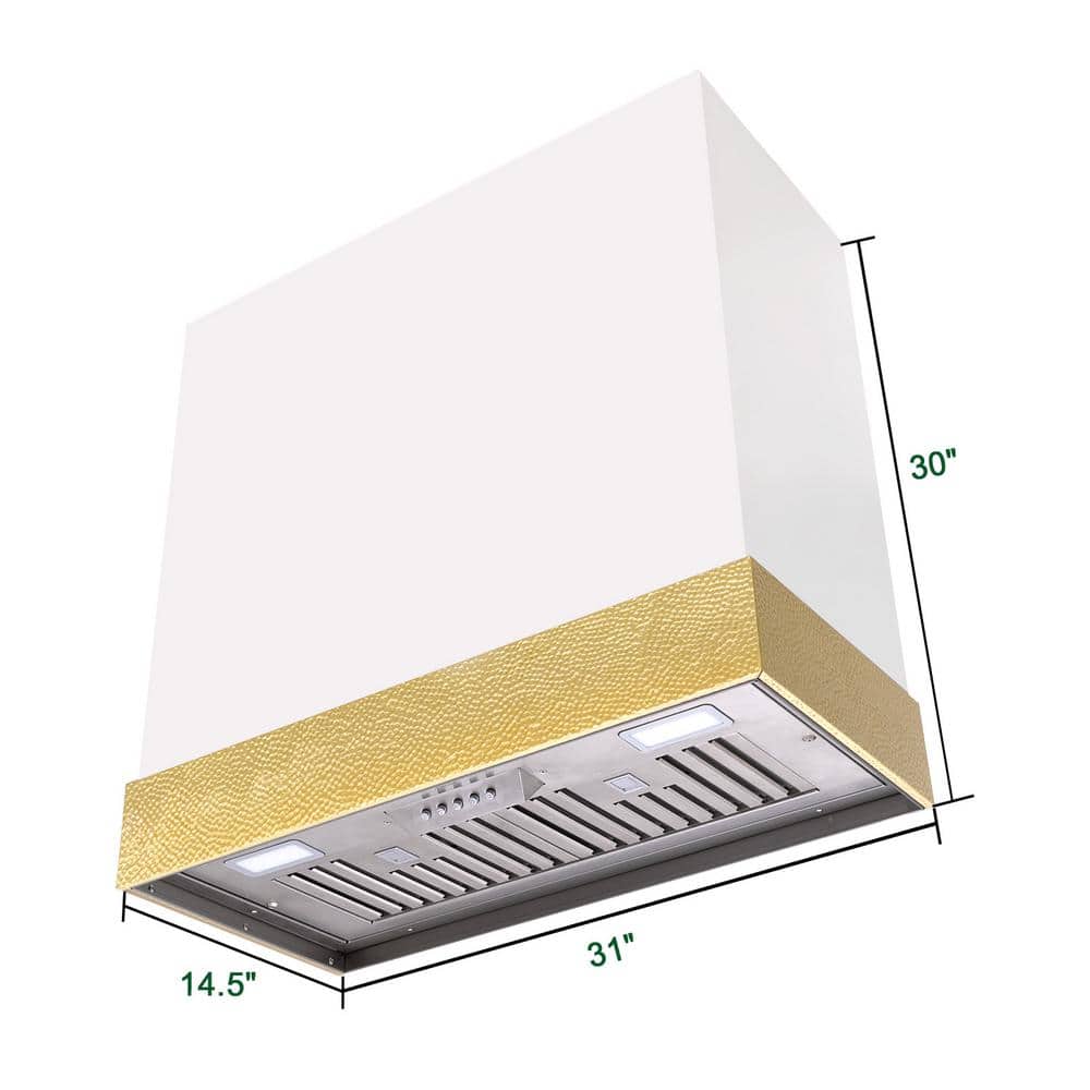 White and Gold Stainless Steel Wall Mounted Range Hood