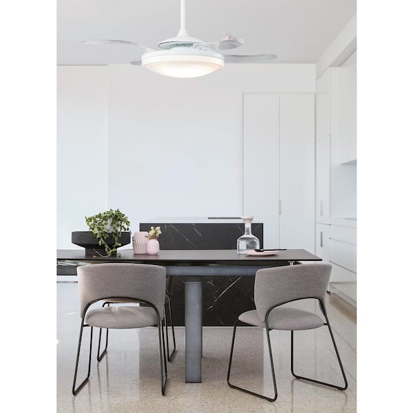 Fanaway Evo1 White Retractable 4-blade 48 in. LED Ceiling Fan with Light and Remote Control