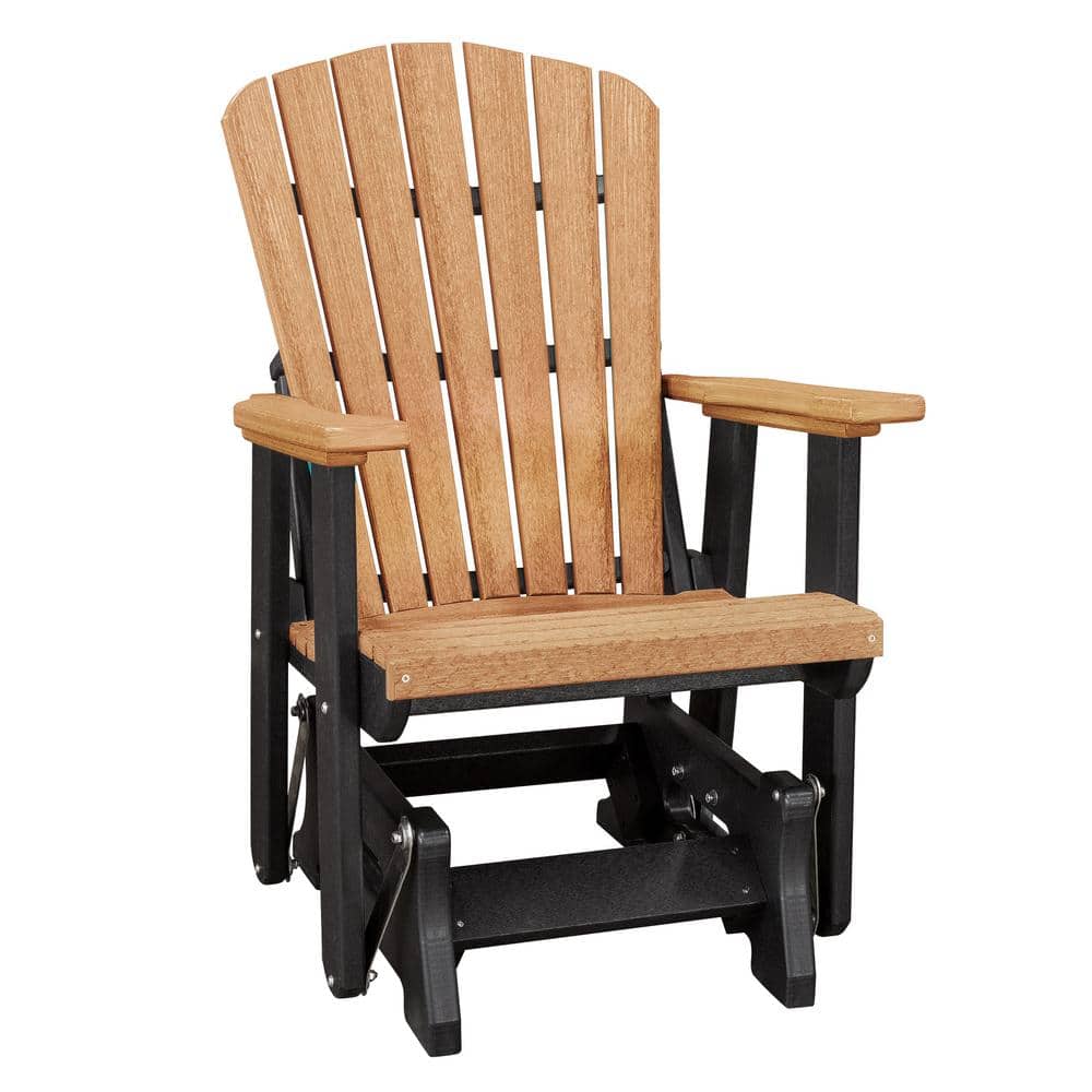 Cedar and Black Poly Resin Fan Back Glider Chair