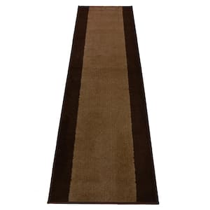 Euro Solid Brown 36 in. Width x Your Choice Length Custom Size Runner Rug