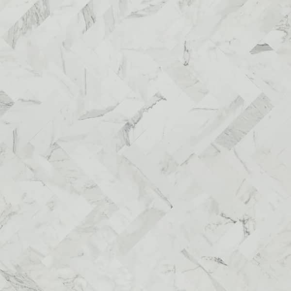 FORMICA 3 in. x 5 in. Laminate Sheet Sample in White Marbel Herringbone with Matte Finish