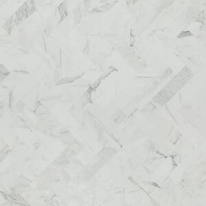4 ft. x 8 ft. Laminate Sheet in White Marble Herringbone with Matte Finish