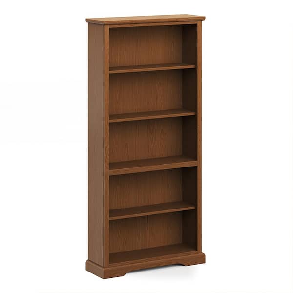 Bridgevine Home 72 in. Fully Assembled Five Shelf Bourbon Brown Bookshelf