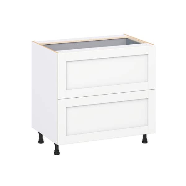 Milton 36 in. W x 24 in. D x 34.5 in. H Assembled Shaker Drawer Base Kitchen Cabinet in Bright White with 3 Drawers