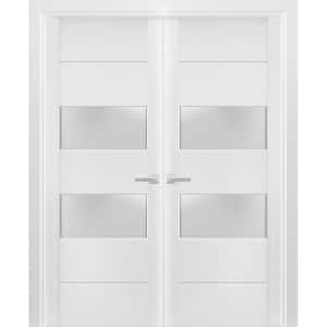 4010 36 in. x 80 in. Universal Handling Frosted Glass Solid Core White Finished Pine Wood Interior Door Slab