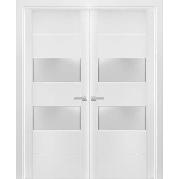 Sartodoors 4010 48 In. X 84 In. Universal Handling Frosted Glass Solid ...