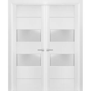 4010 56 in. x 96 in. Universal Handling Frosted Glass Solid Core White Finished Pine Wood Interior Door Slab