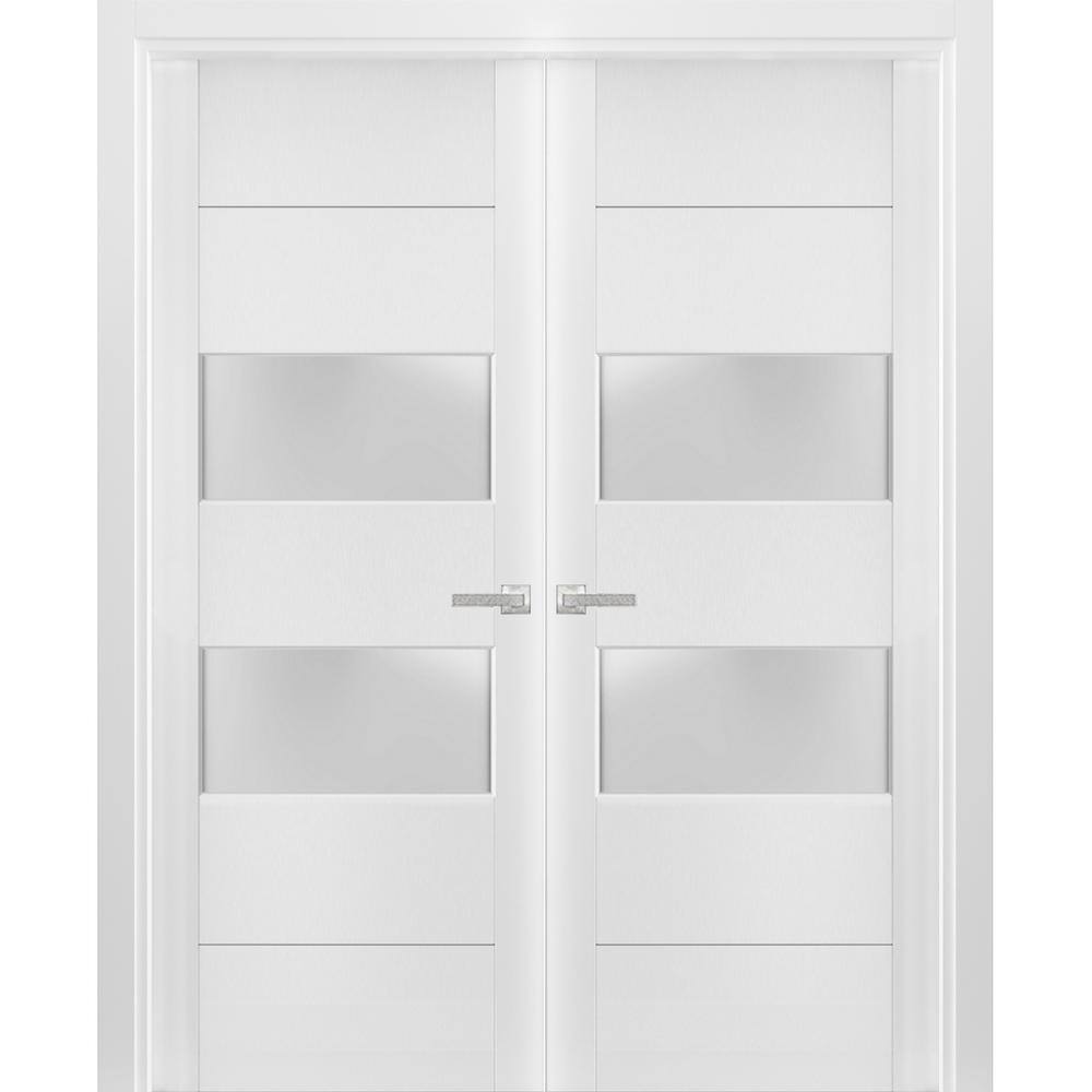 Sartodoors 4010 60 in. x 80 in. Universal Handling Frosted Glass Solid ...