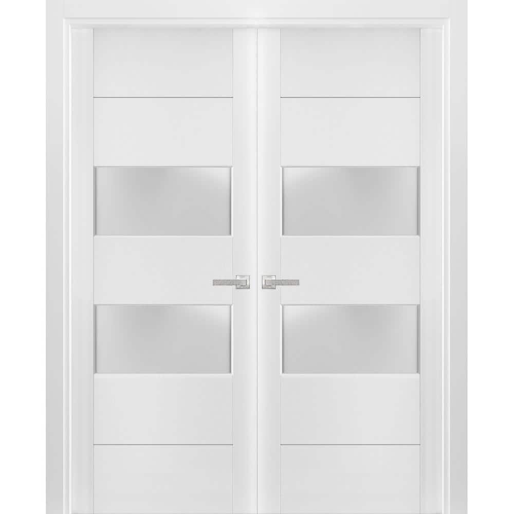 Sartodoors 4010 72 in. x 80 in. Universal Handling Frosted Glass Solid ...