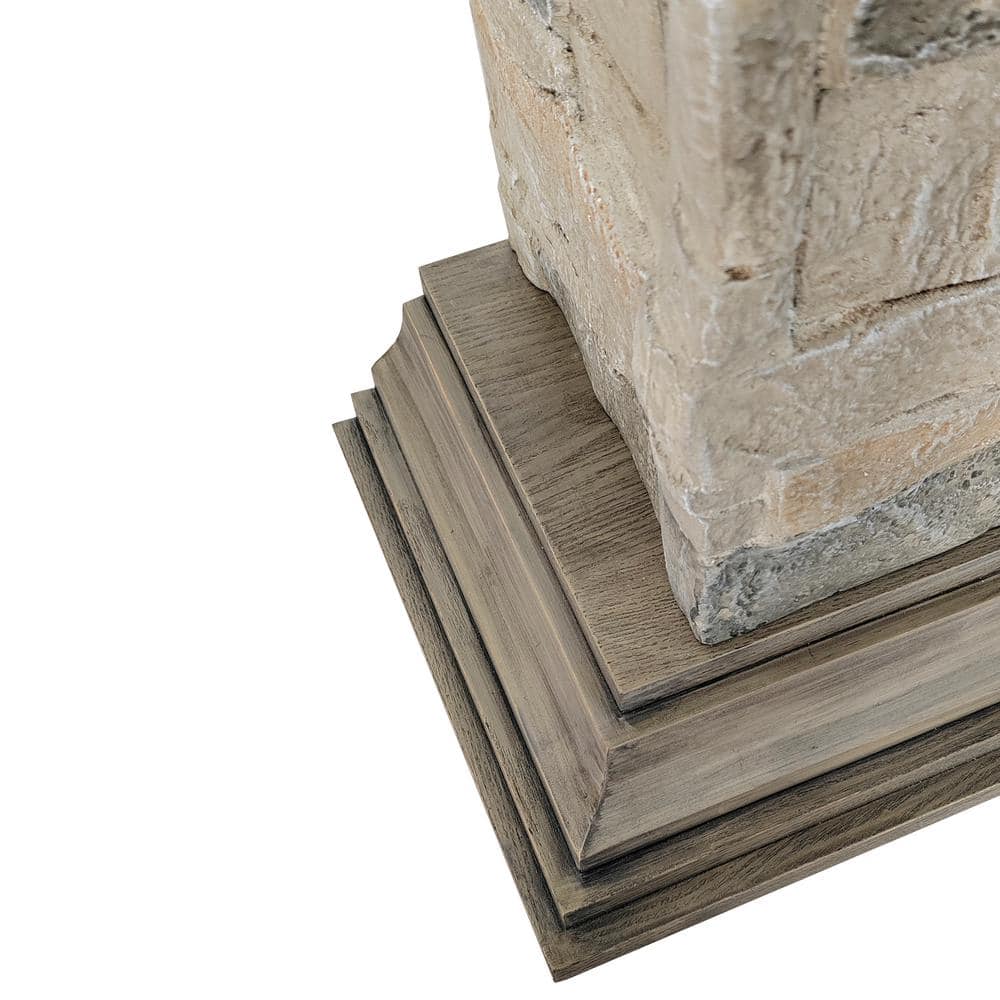 40" Bisque and Muddy Freestanding Electric Fireplace with Stone-Brick Mantel