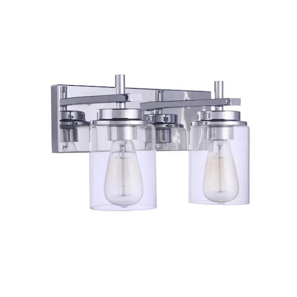 CRAFTMADE Reeves 14 in. 2-Light Chrome Finish Vanity Light with Clear Glass Shade