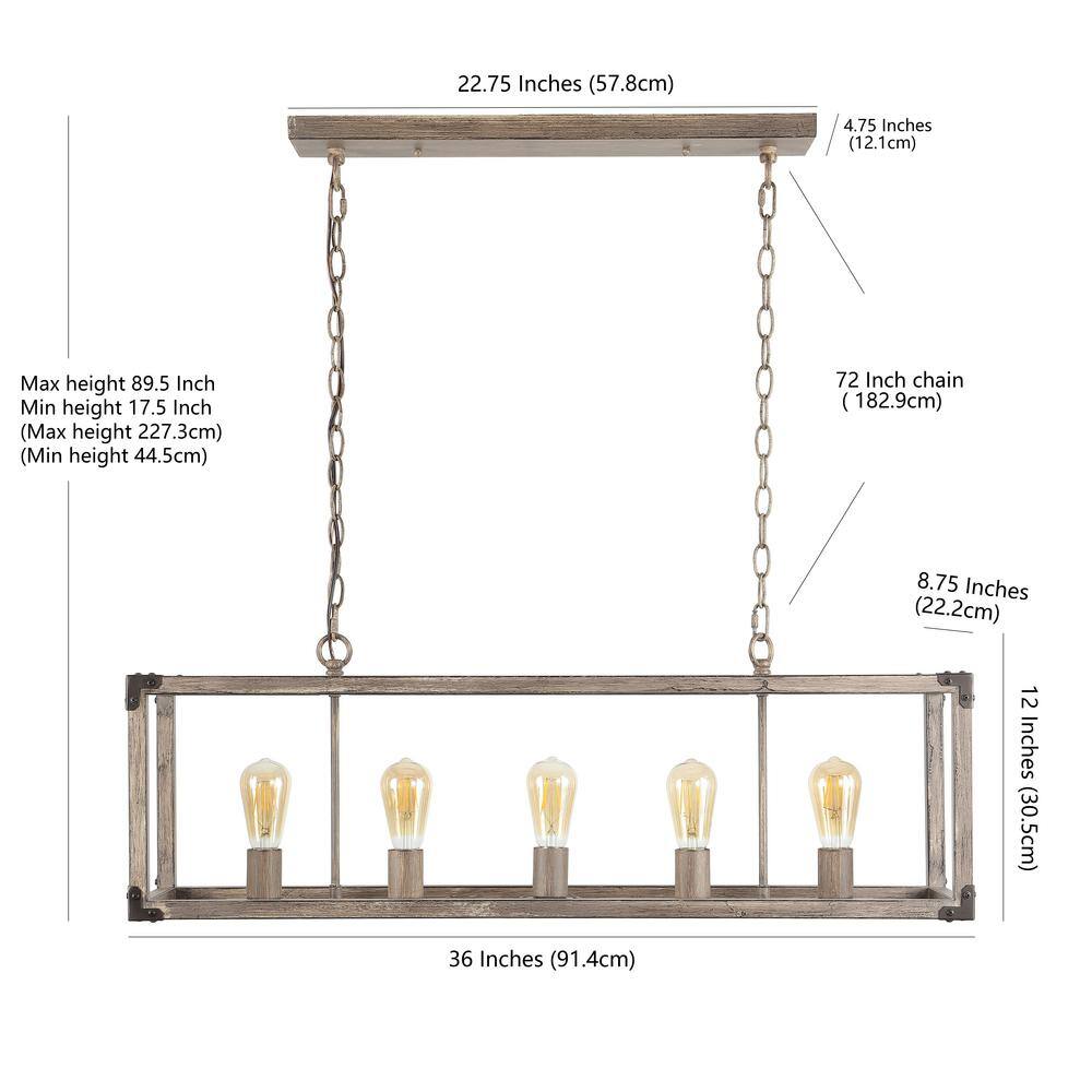Magnolia Rustic 36" 5-Light Farmhouse LED Pendant in Oil-Rubbed Bronze