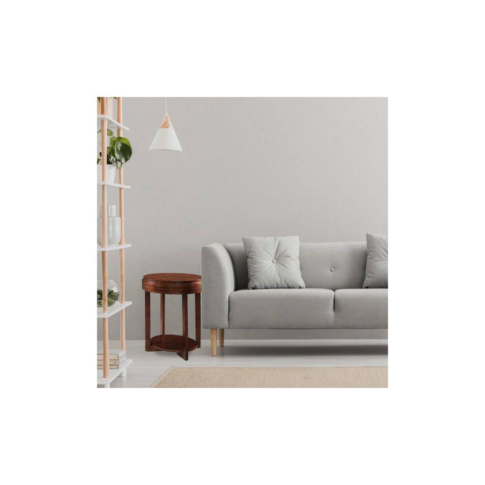 Chocolate Cherry Oval End Table with Lower Shelf