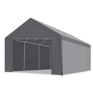 Grey Steel Enclosed Garage Carport 