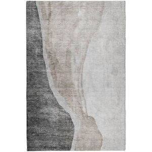Dream Shag Premium Machine Washable Abstract ADS667 Charcoal 3 ft. x 5 ft. Area Rug